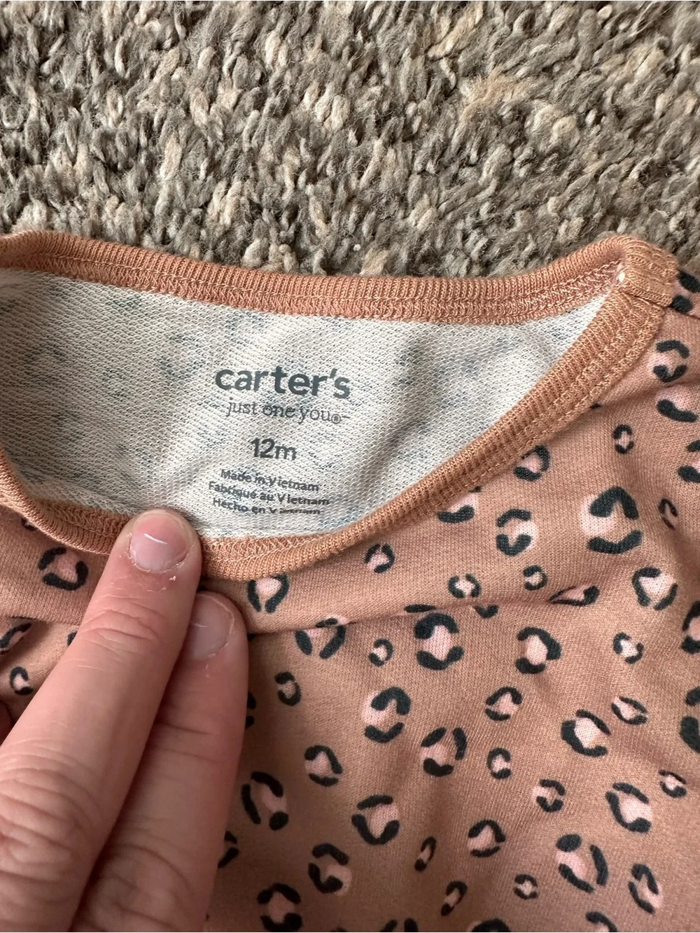 Carter's Pink Leopard Tee, Joggers & Light Pink Stripe Shorts Pajama Set